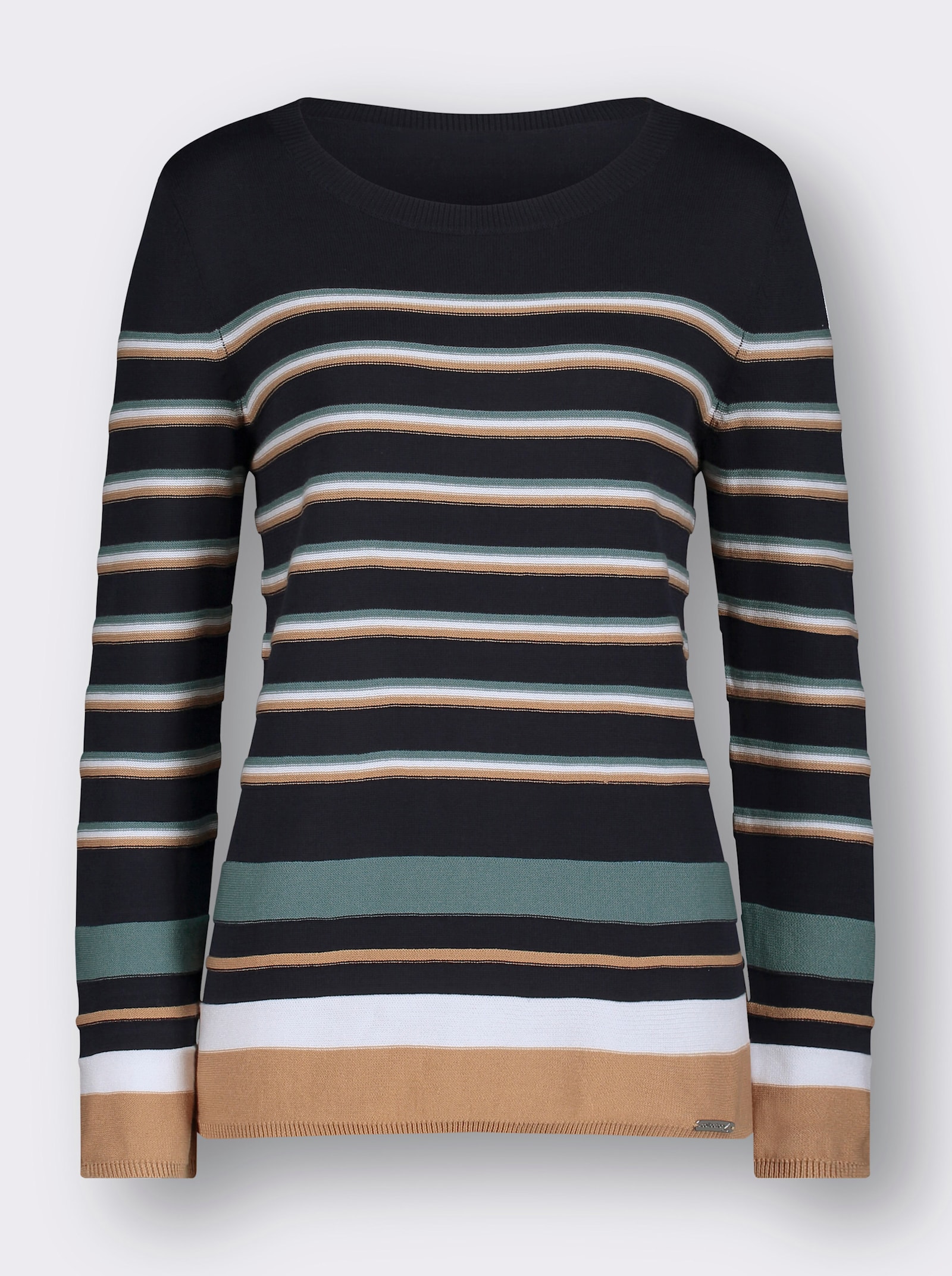 Gestreepte pullover met ribboorden - marine/wit gestreept