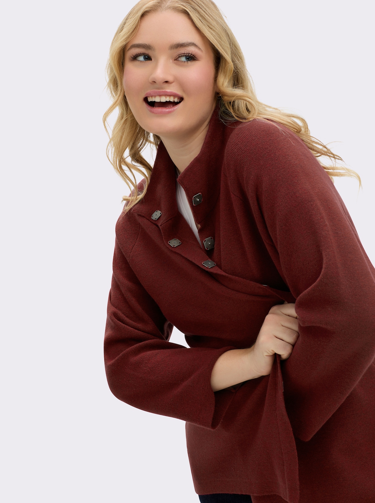 sheego Strickjacke - kirsche-meliert