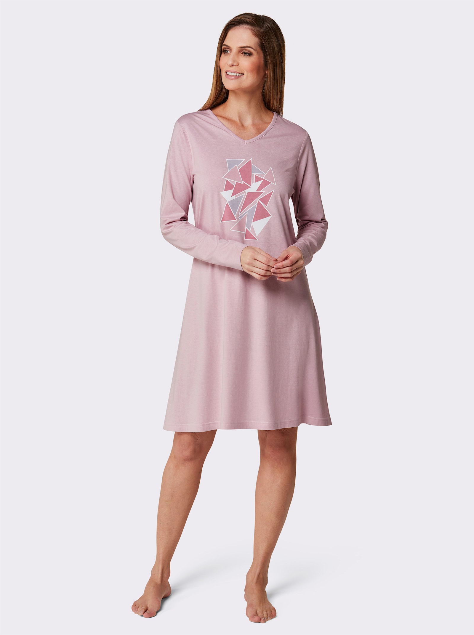 wäschepur Sleepshirts mit Grafikmuster - mittelblau-rosé-bedruckt + flieder