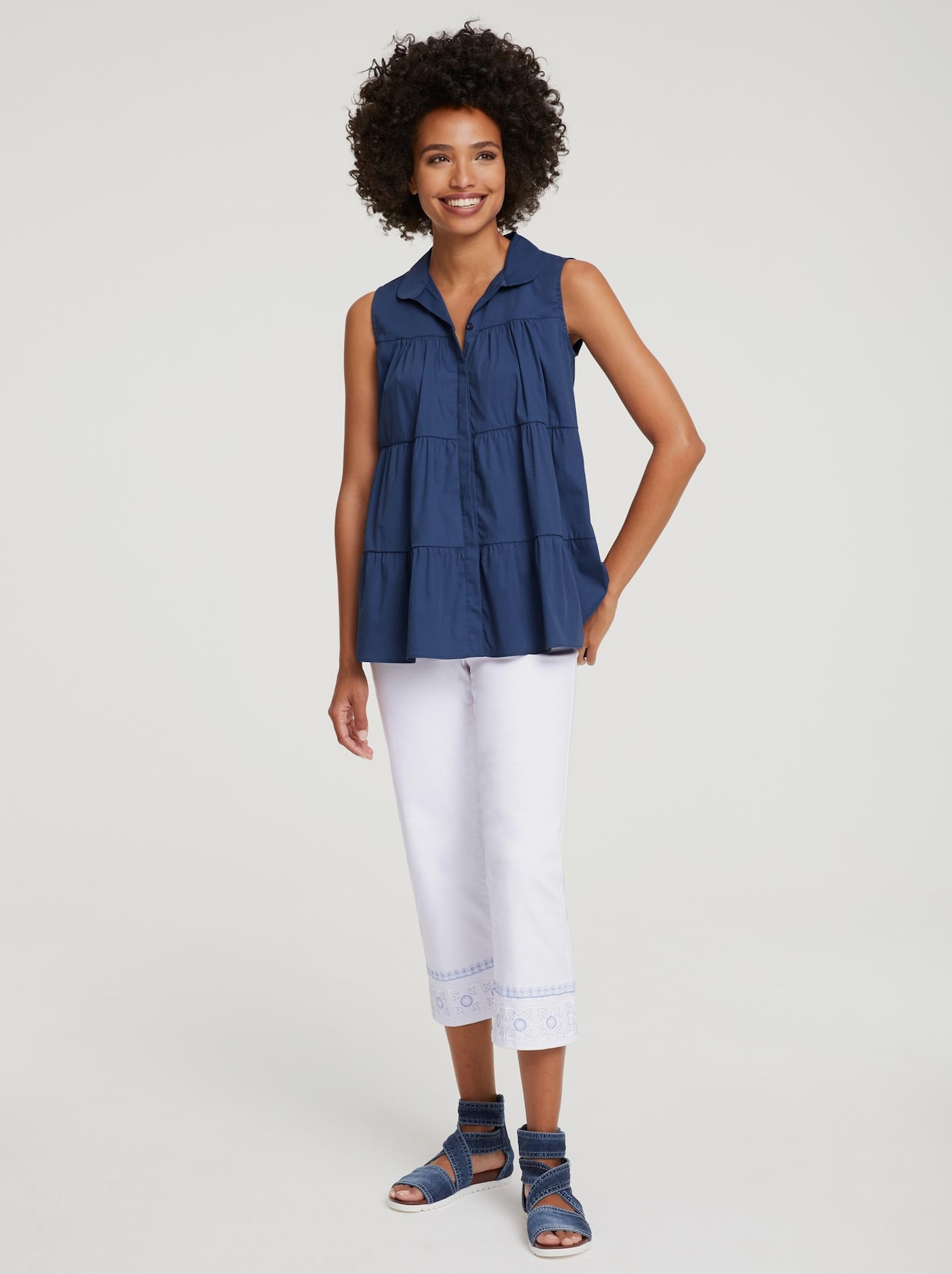 Linea Tesini Bluse - jeansblau