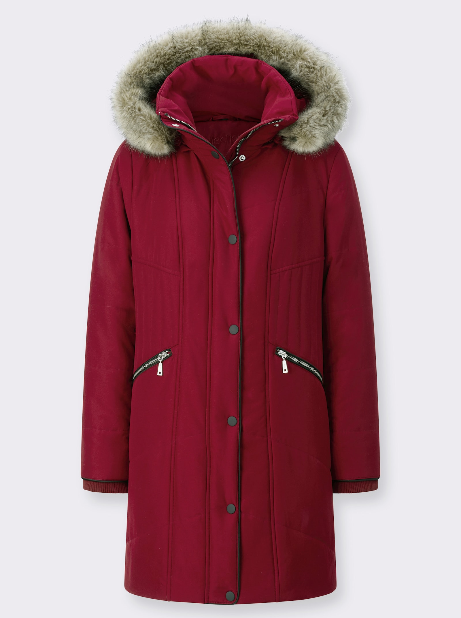 Steppjacke mit abnehmbarer Kapuze - dunkelrot