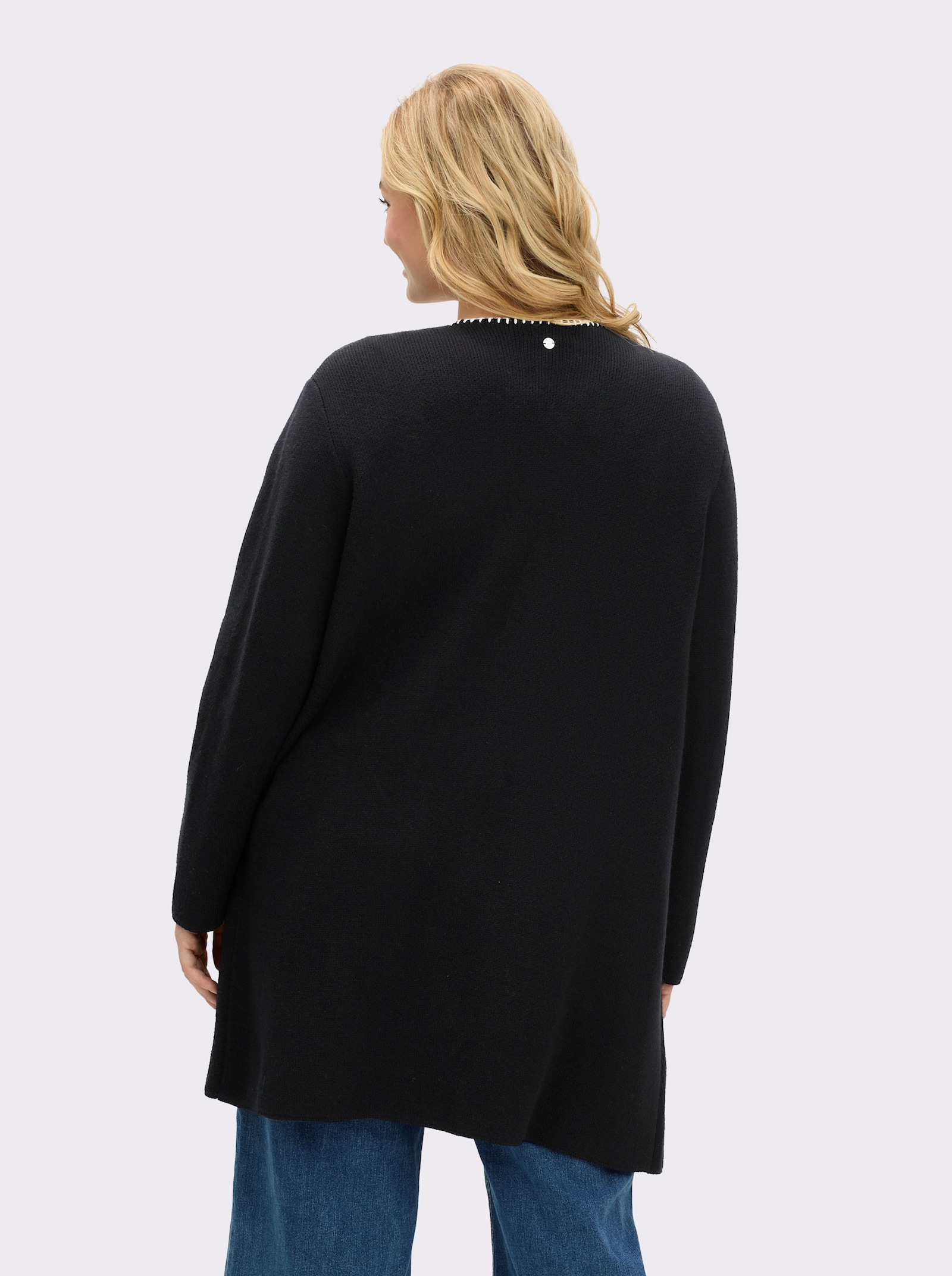 sheego Vest met siersteekdetails - zwart/ecru