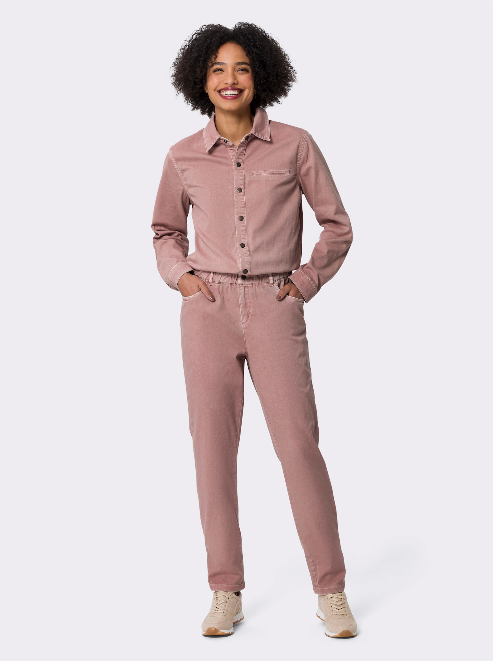 heine Jumpsuit mit Druckknopfleiste - hortensie