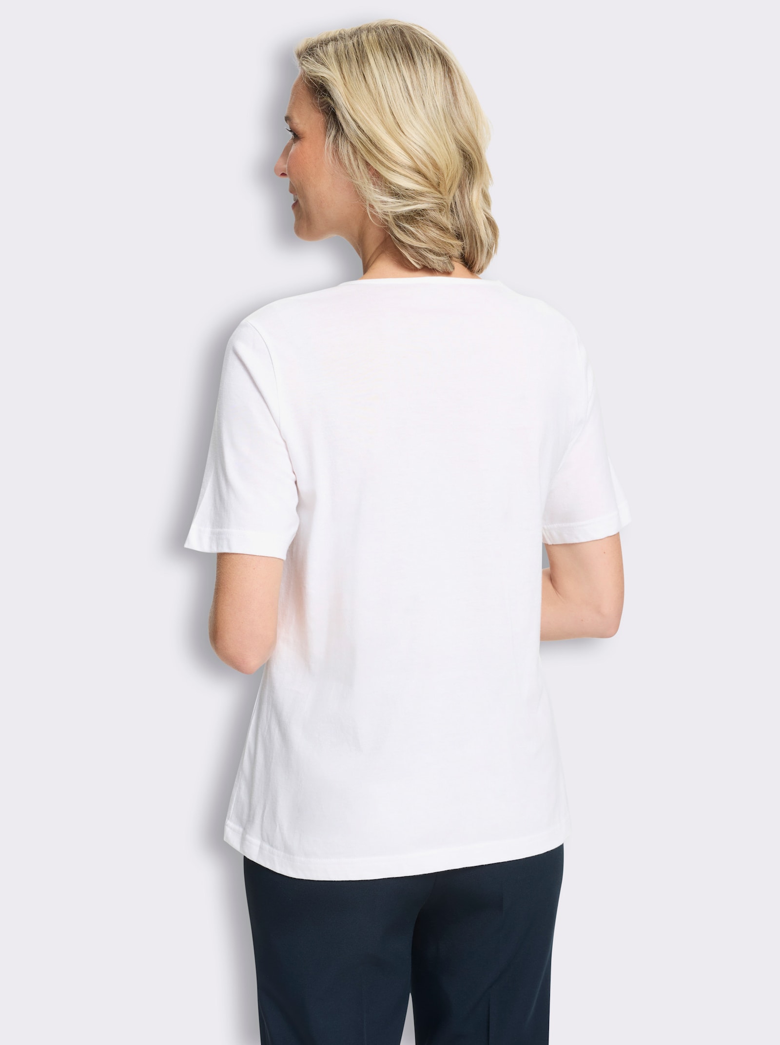 Shirt met korte mouwen en bloemenborduursel - wit