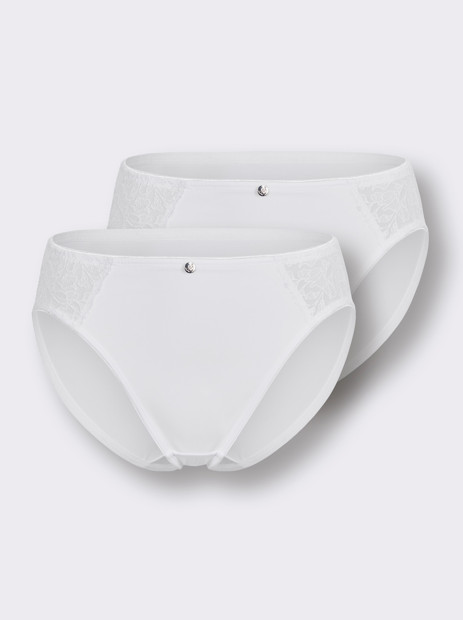 wäschepur Jazzpants mit seitlichem Spitzeneinsatz - weiß