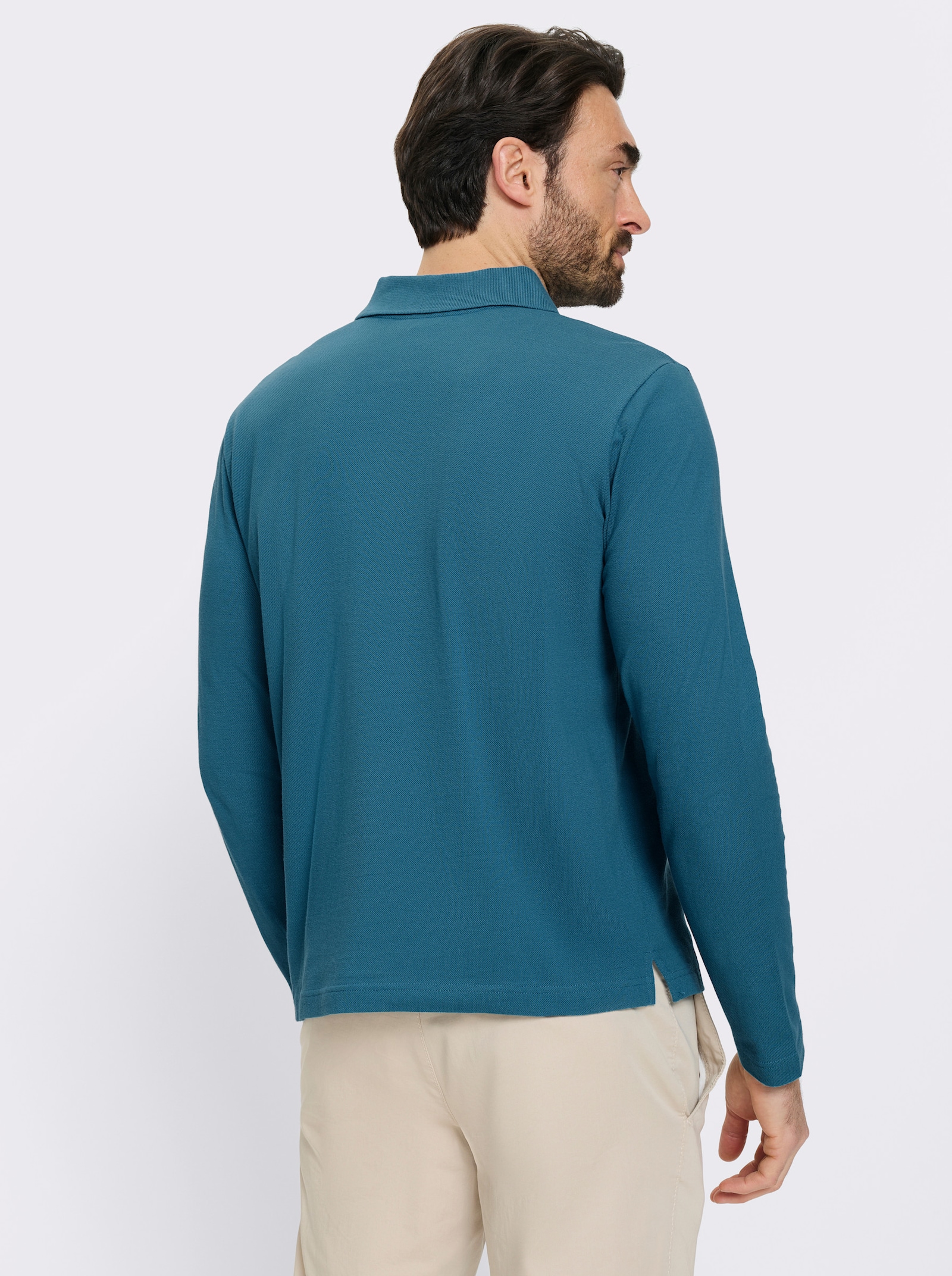 Catamaran Langarm-Poloshirt mit Flachstrick-Kragen - topas