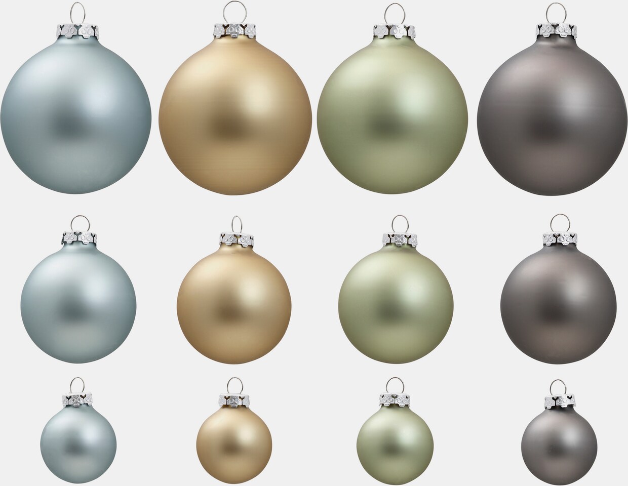 Thüringer Glasdesign Weihnachtsbaumkugel - anthrazit-salbeigrün-stahlblau-bernsteinfarben