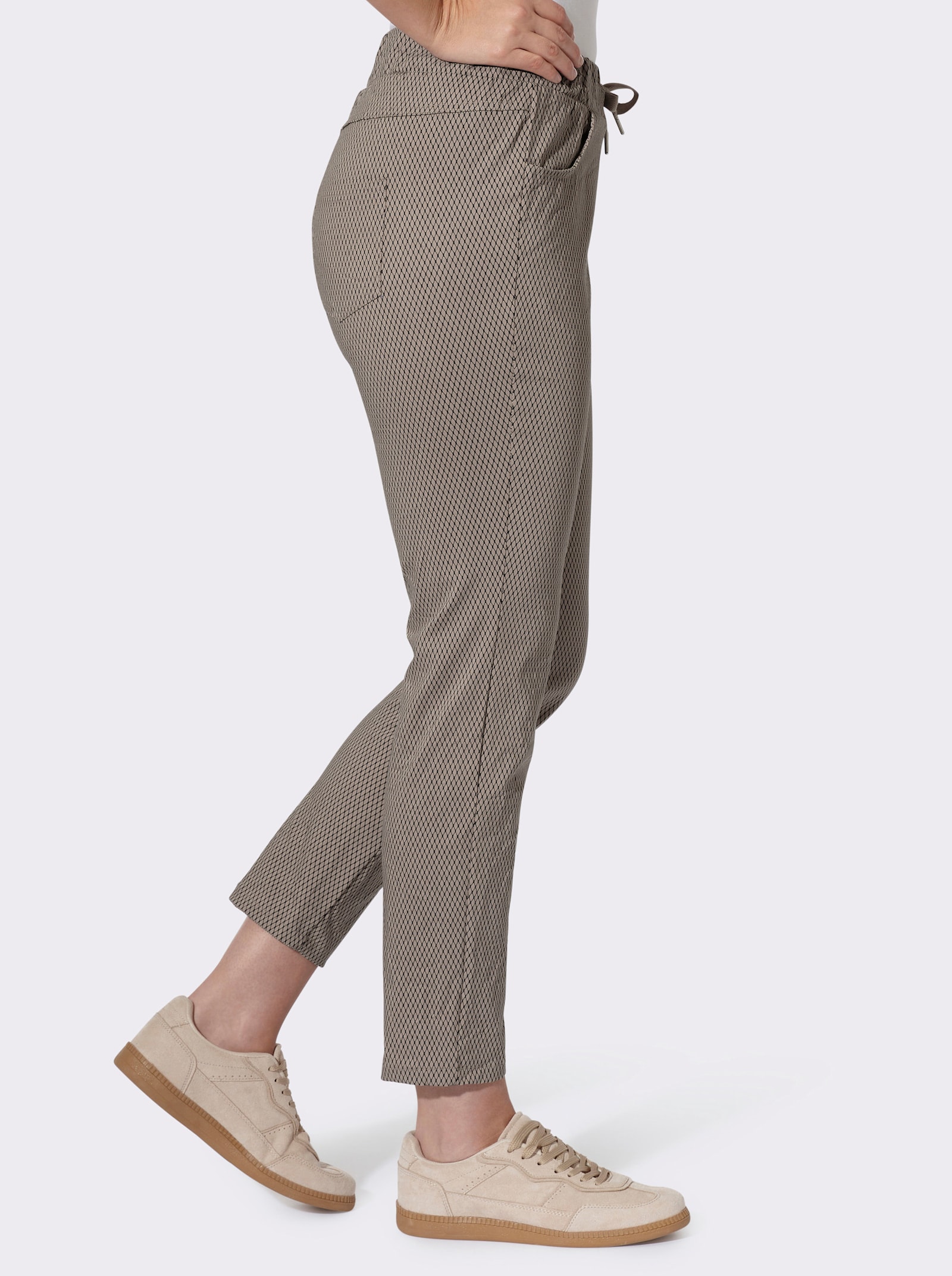 heine Druckhose in Crinkle-Optik - sesam-schwarz-bedruckt