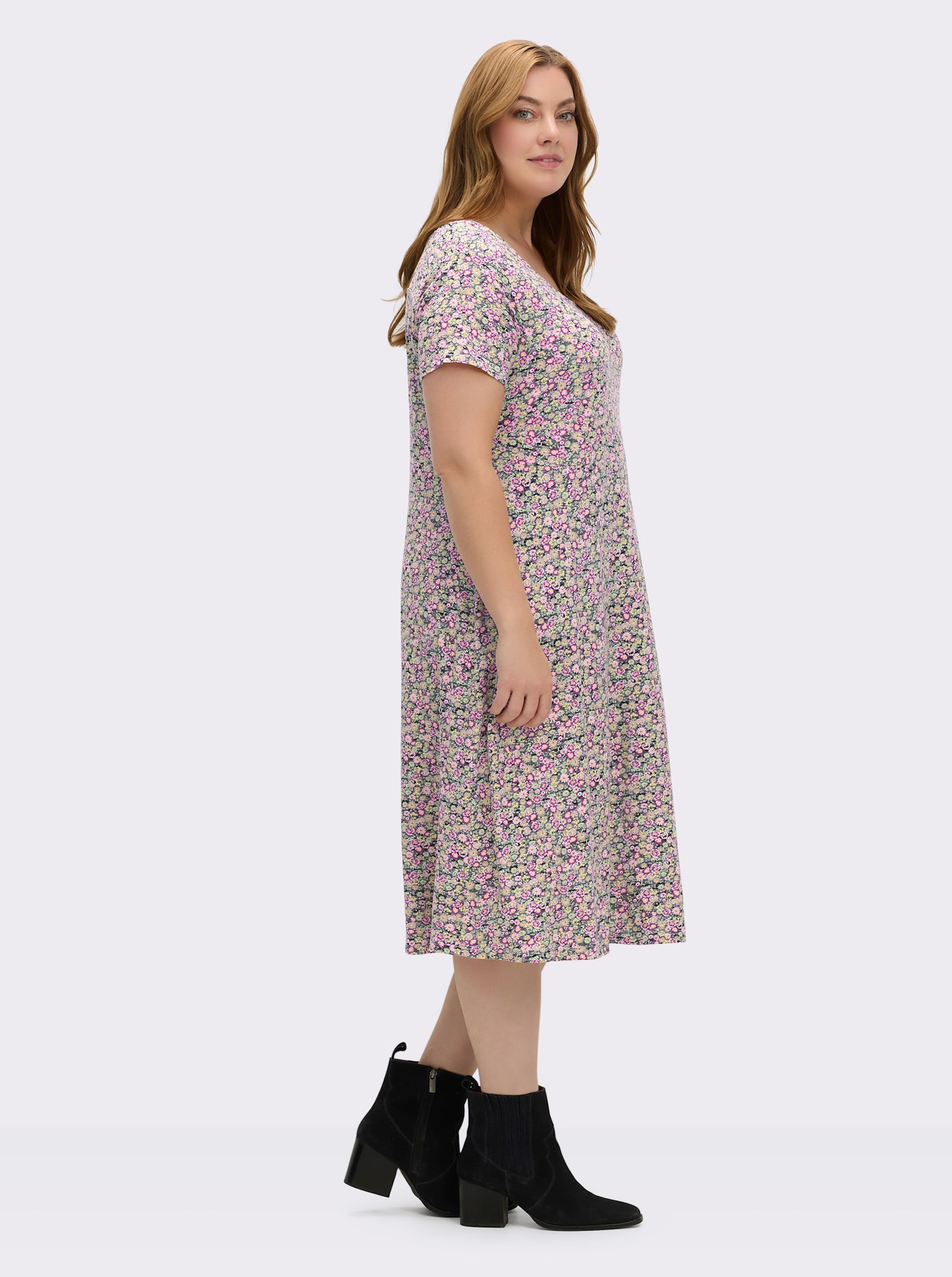 Jerseykleid mit Rücken-Ausschnitt - anthrazit-bedruckt