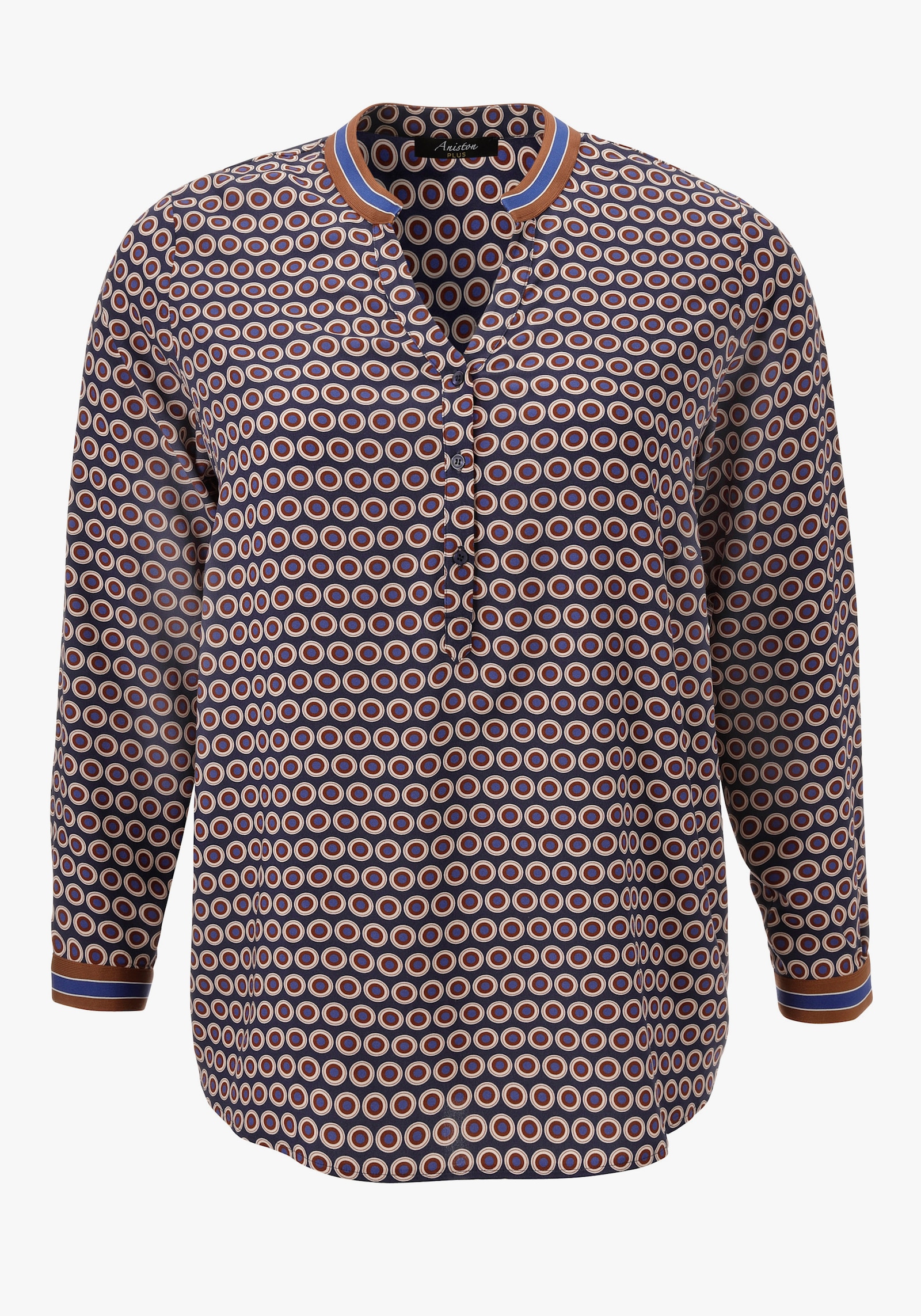 Aniston PLUS Schlupfbluse - marine-braun-beige