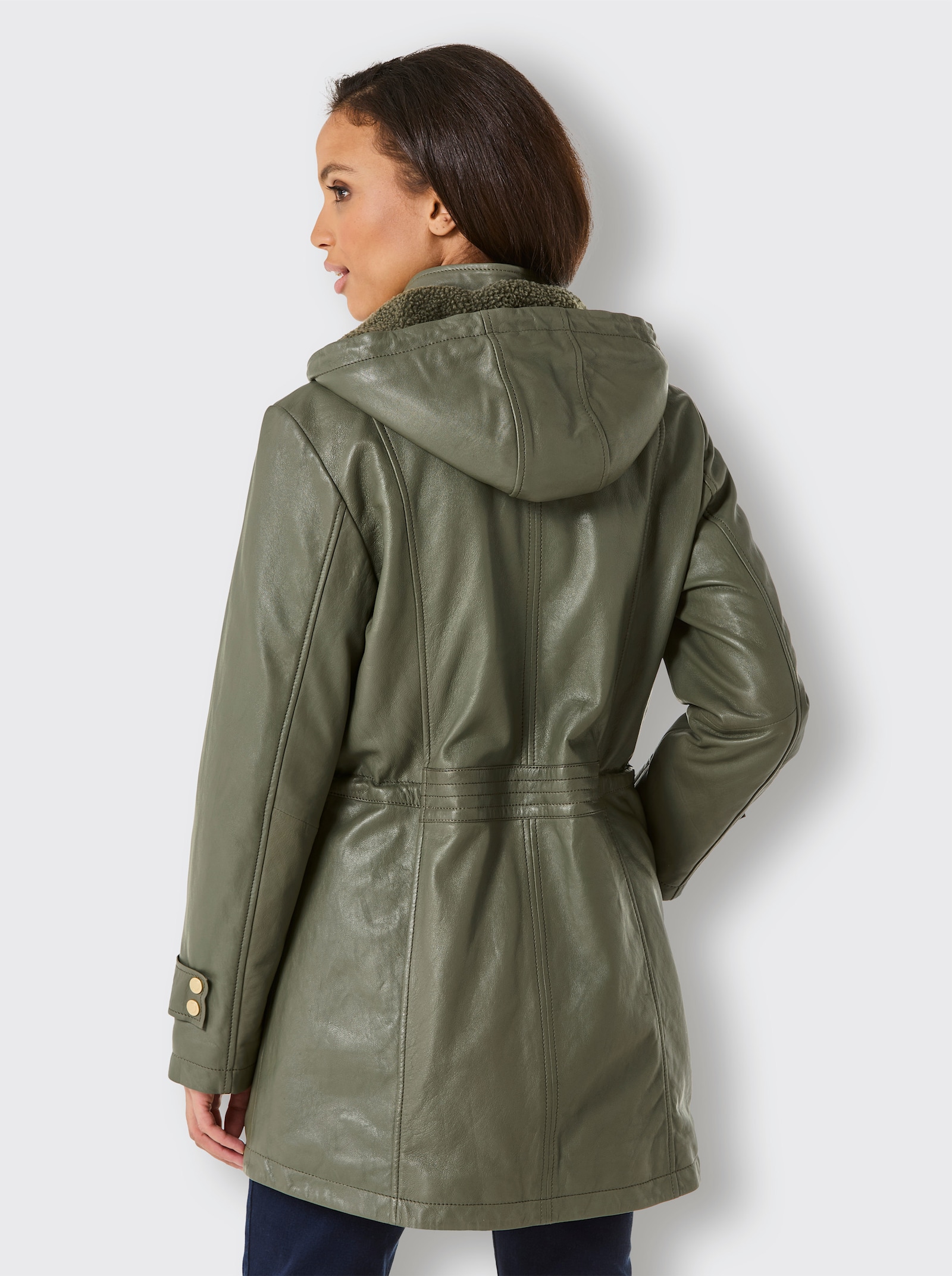 Mainpol Lederjacke aus handschuhweichem Lammnappa - khaki