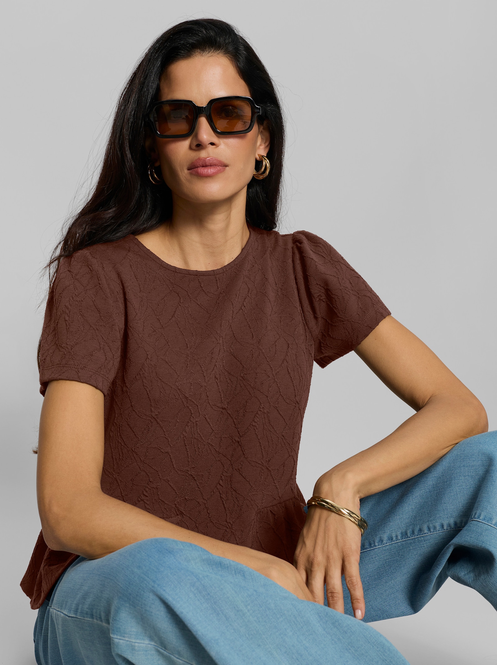 heine Schößchenshirt in pflegeleichter Qualität - schoko