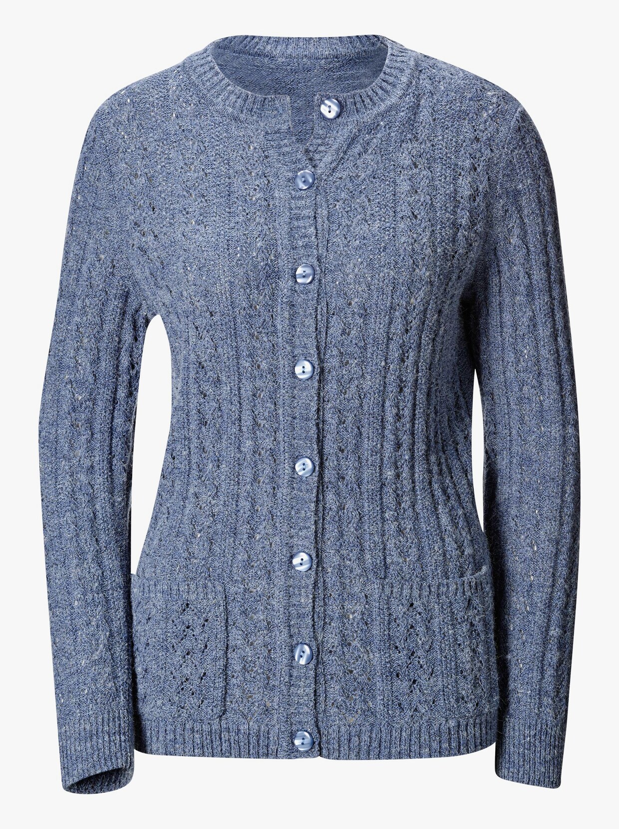 Pletený sveter - modrá melírovaná