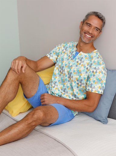 wäschepur men Shorty - mittelblau-türkis-bedruckt