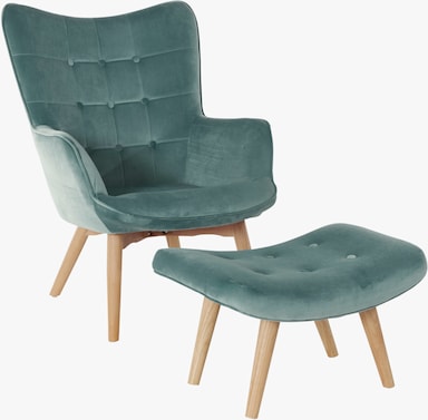 Fauteuil+krukje - turquoise