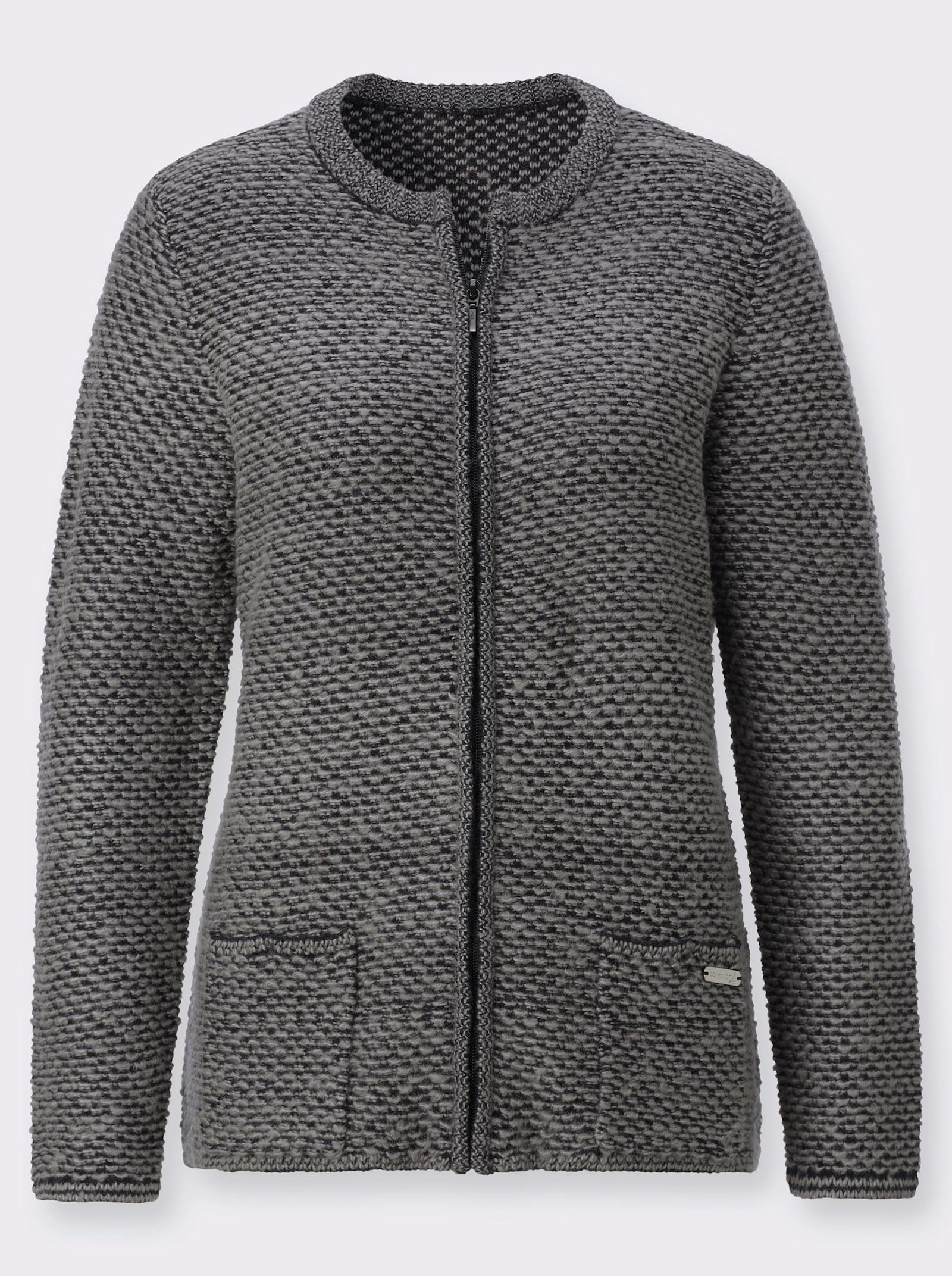 Strickjacke mit Farbverlauf - steingrau-anthrazit-gemustert