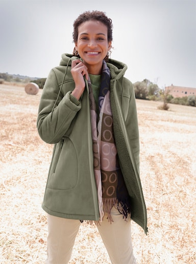 Outdoorjacke in Lammfelloptik - khaki