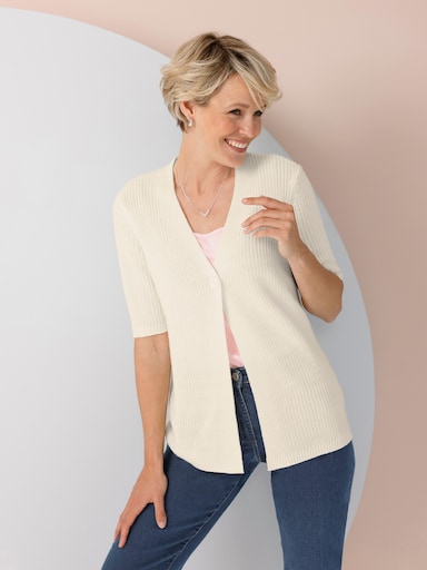 Cardigan met V-hals - ecru