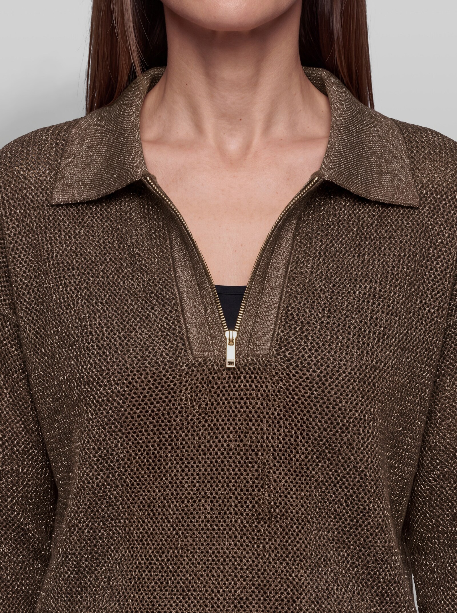 heine Kurzarmpullover aus Ajourstrick - schoko