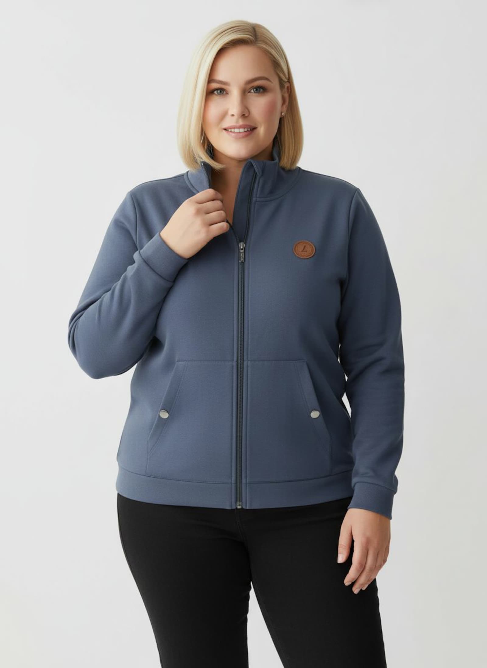 Shirtjacke mit Känguru-Taschen - rauchblau