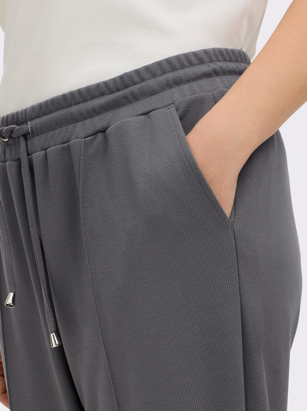 Jogg Pants mit Rundum-Dehnbund, Tunnelzug und Bindeband - anthrazit