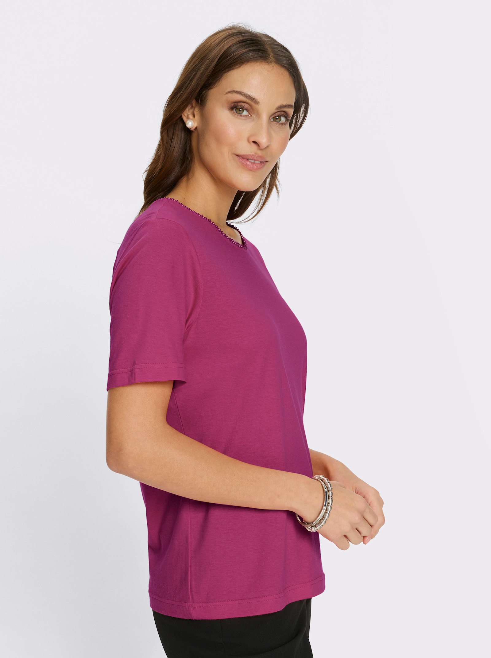 Tričko, kr.ruk., ozd.perly - purpurová