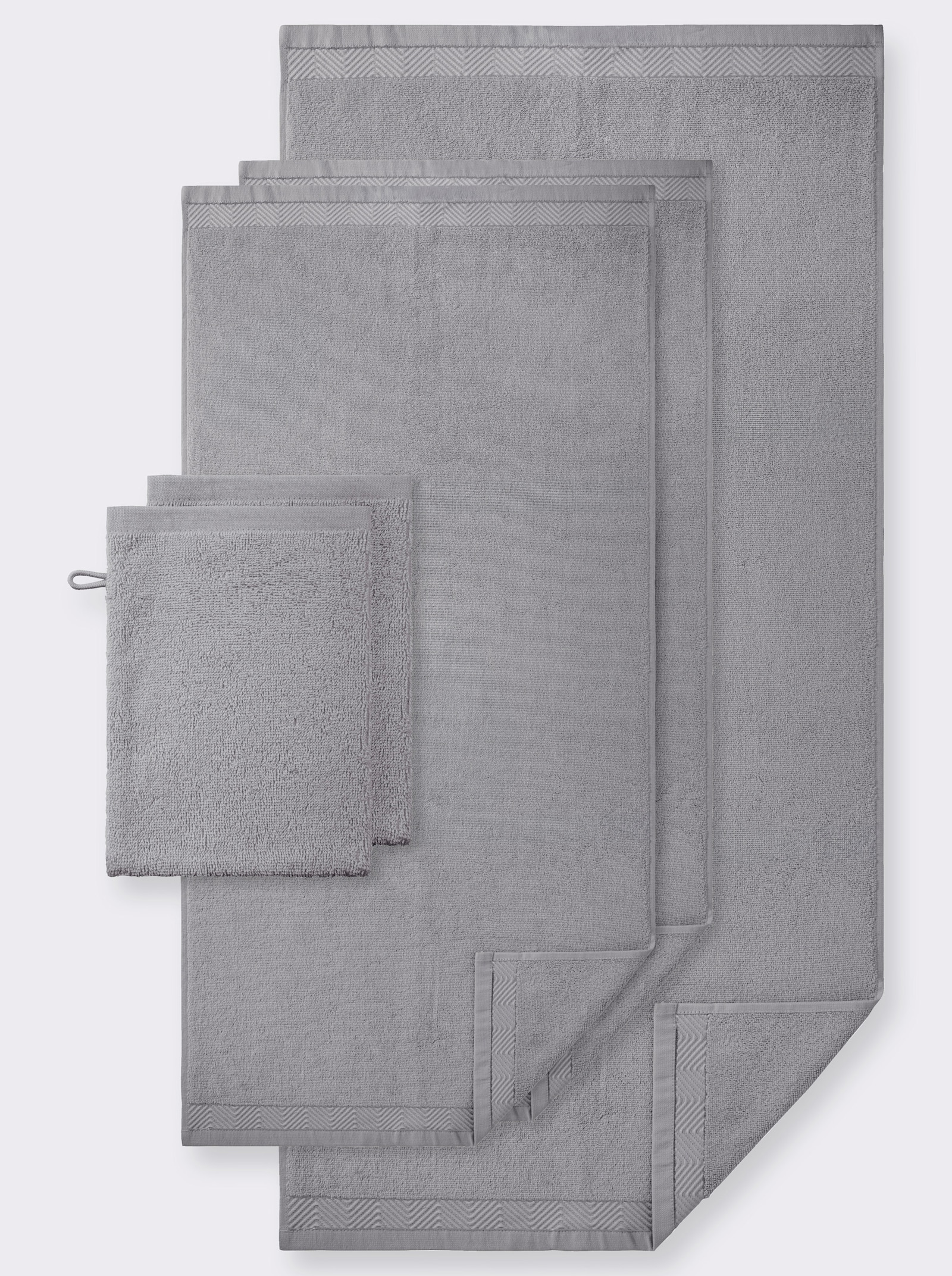 wäschepur Handdoek van gevolde badstof - steengrijs