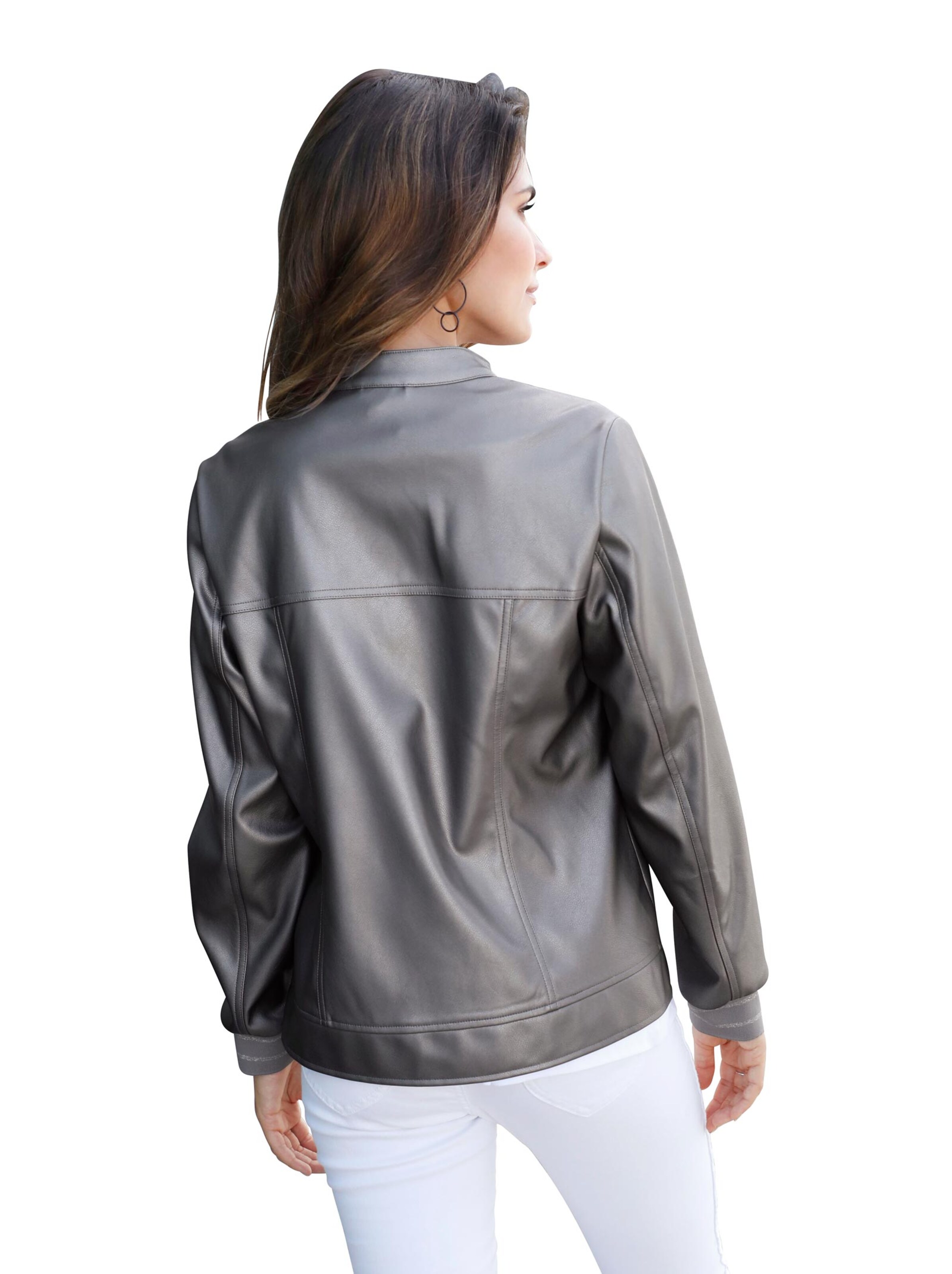 Lederimitat-Jacke - silberfarben