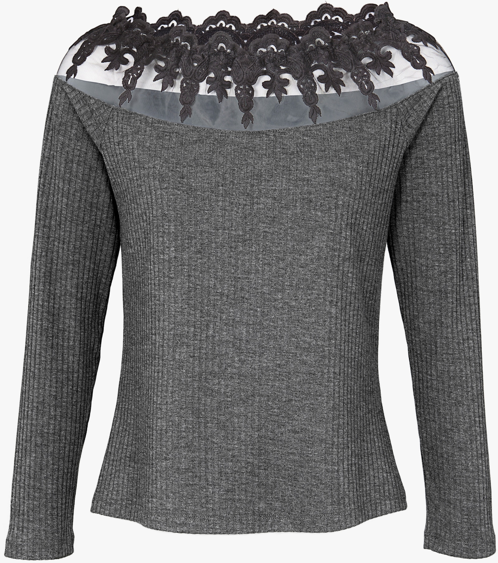 heine Langarmshirt mit Spitze - grau