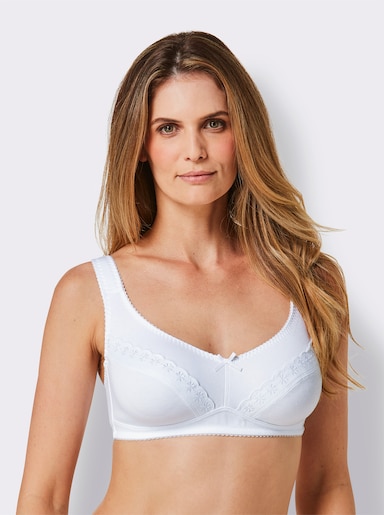 wäschepur Komfort-BH ohne Bügel mit Spitzen-Borte - weiß