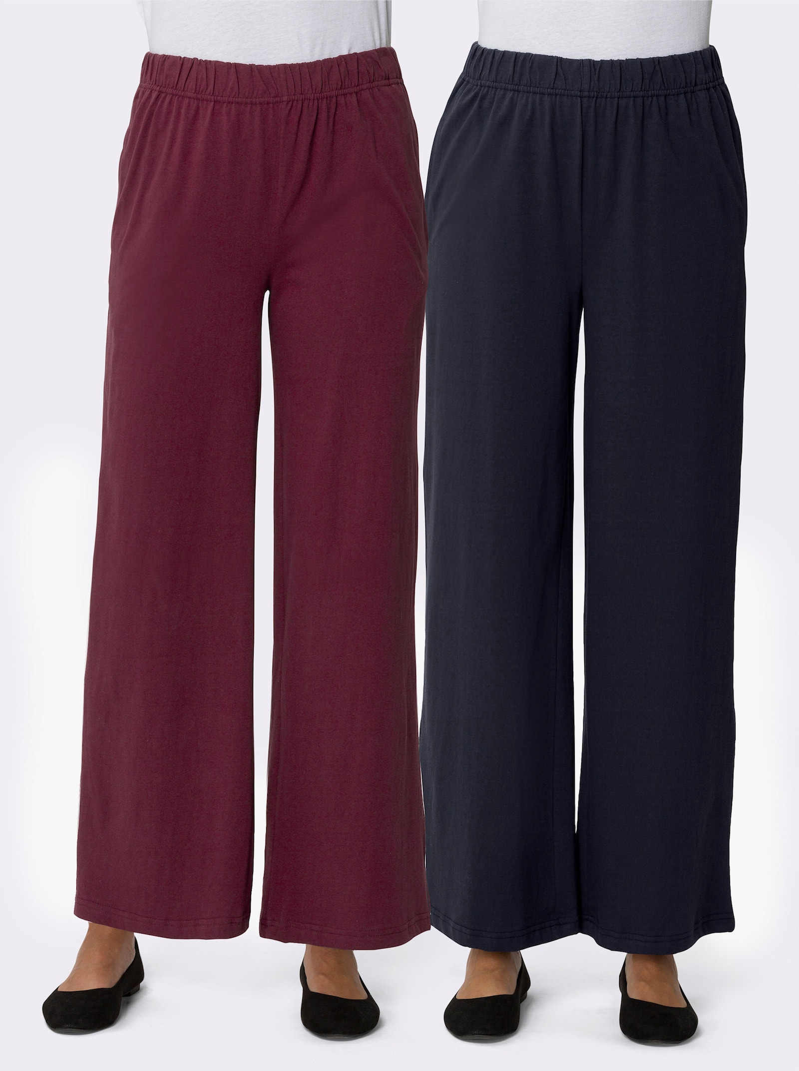Freizeithose in weiter Form - marine + bordeaux