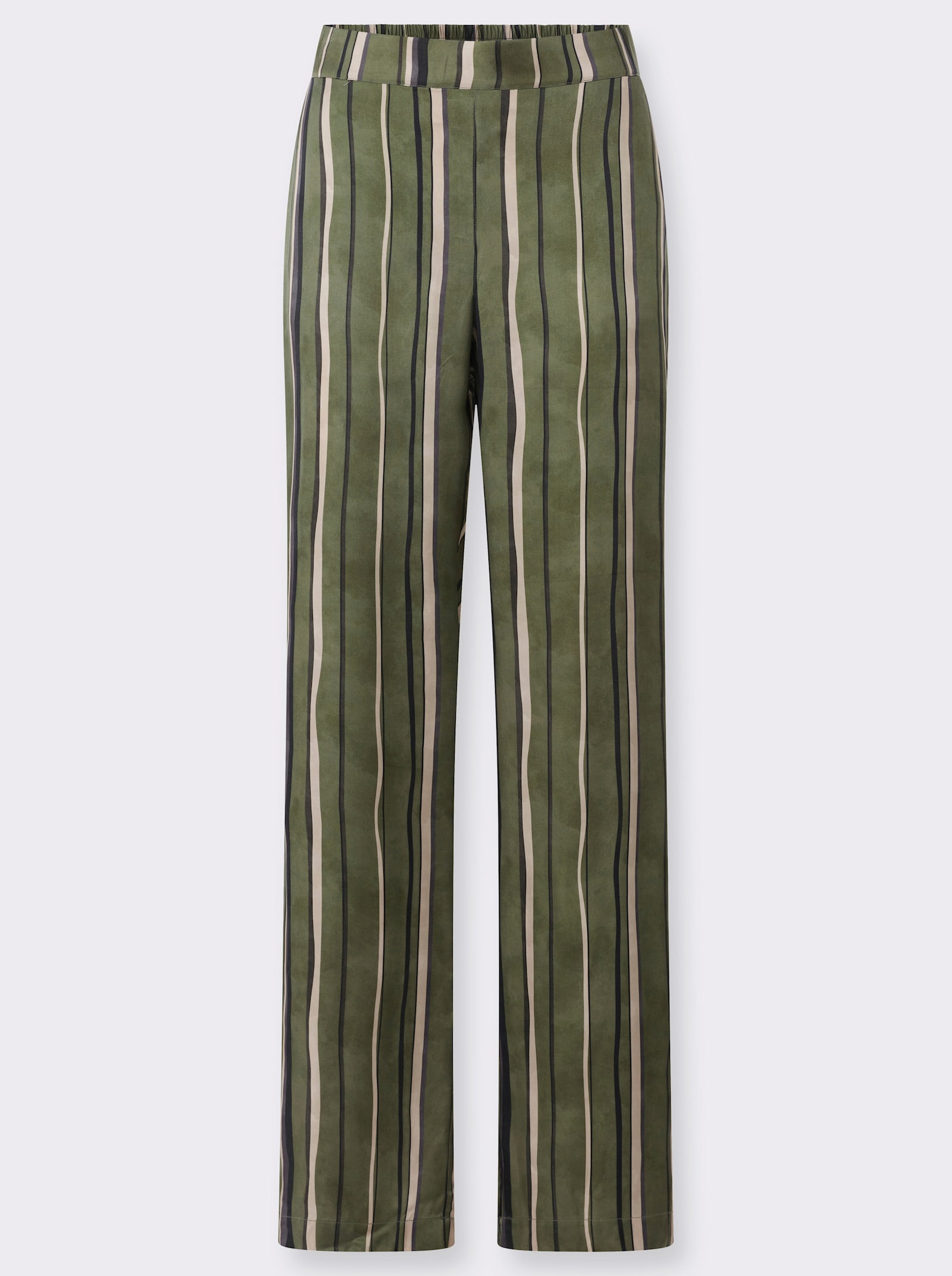 Schlupfhose mit Nahttaschen - khaki-graphit-gestreift