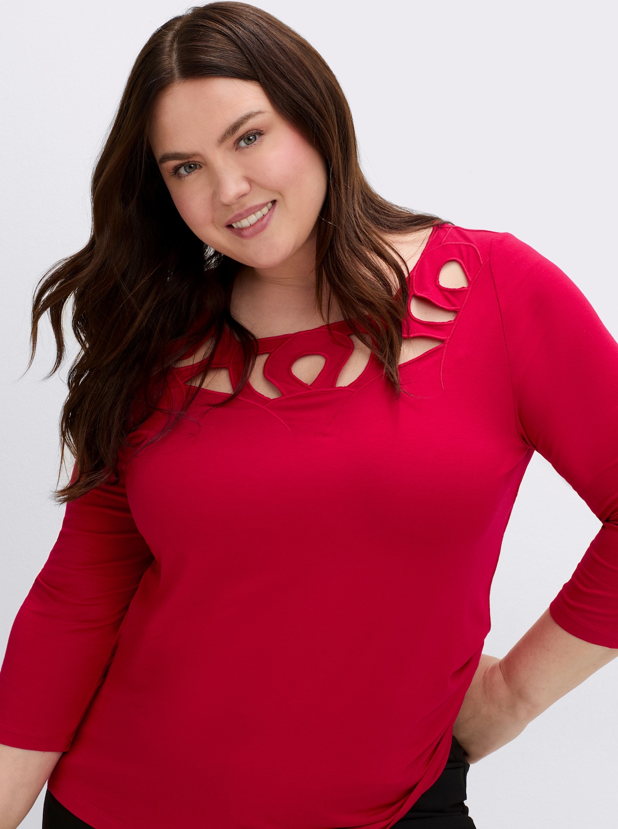 3/4-Arm-Shirt mit Cut-Outs - rot