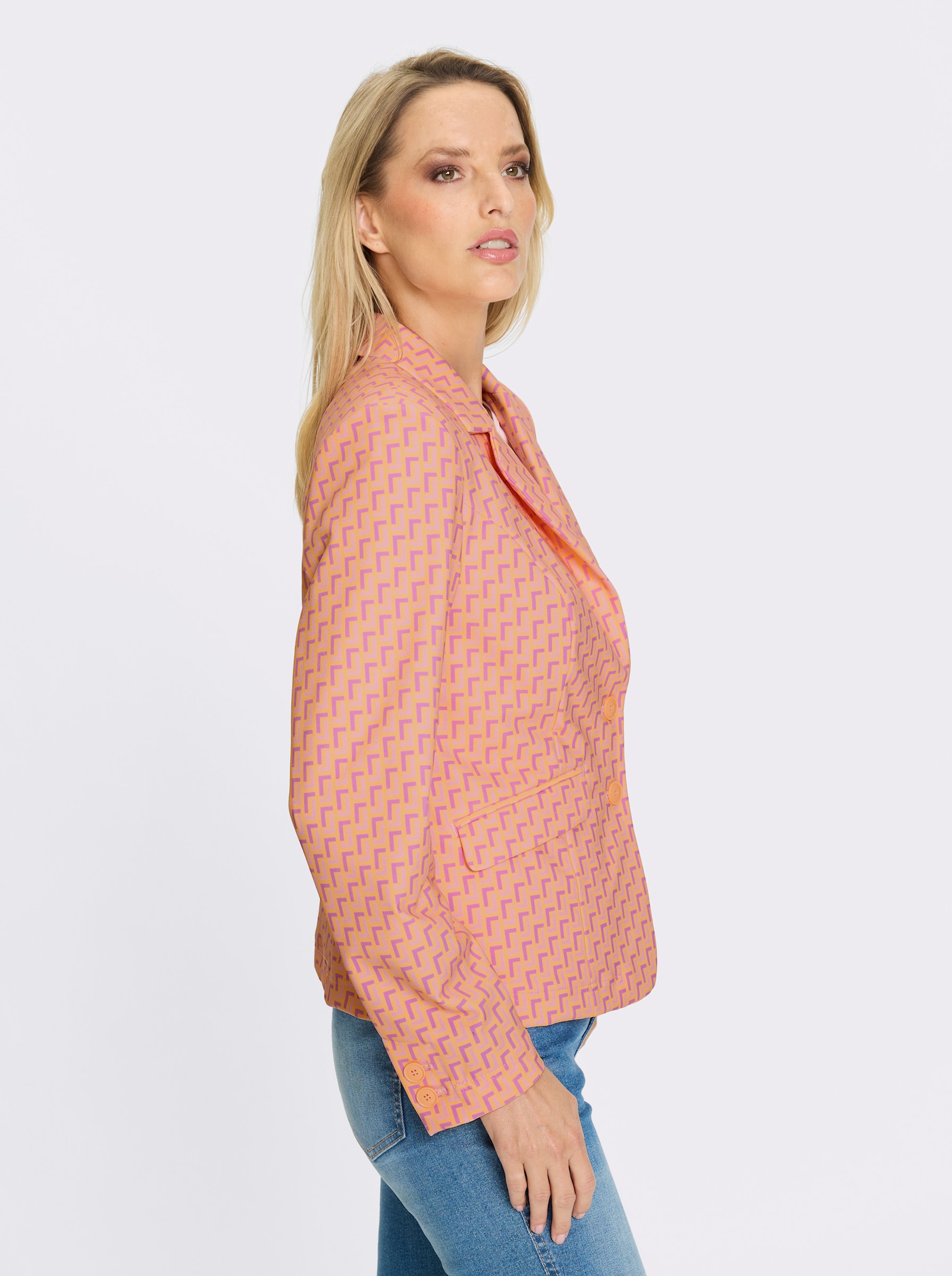 heine Jerseyblazer - apricot-rosé-bedruckt