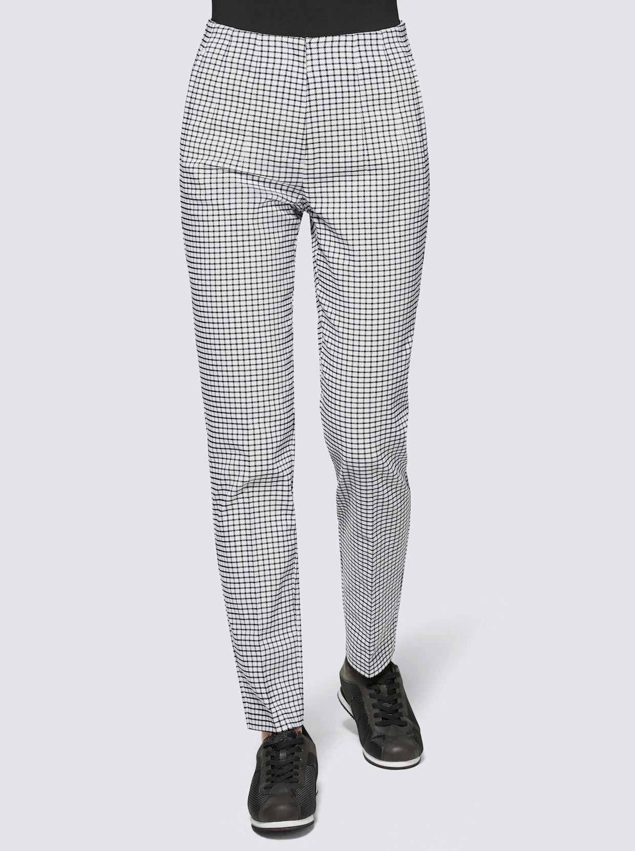 Bügelfaltenhose - schwarz-weiß-kariert