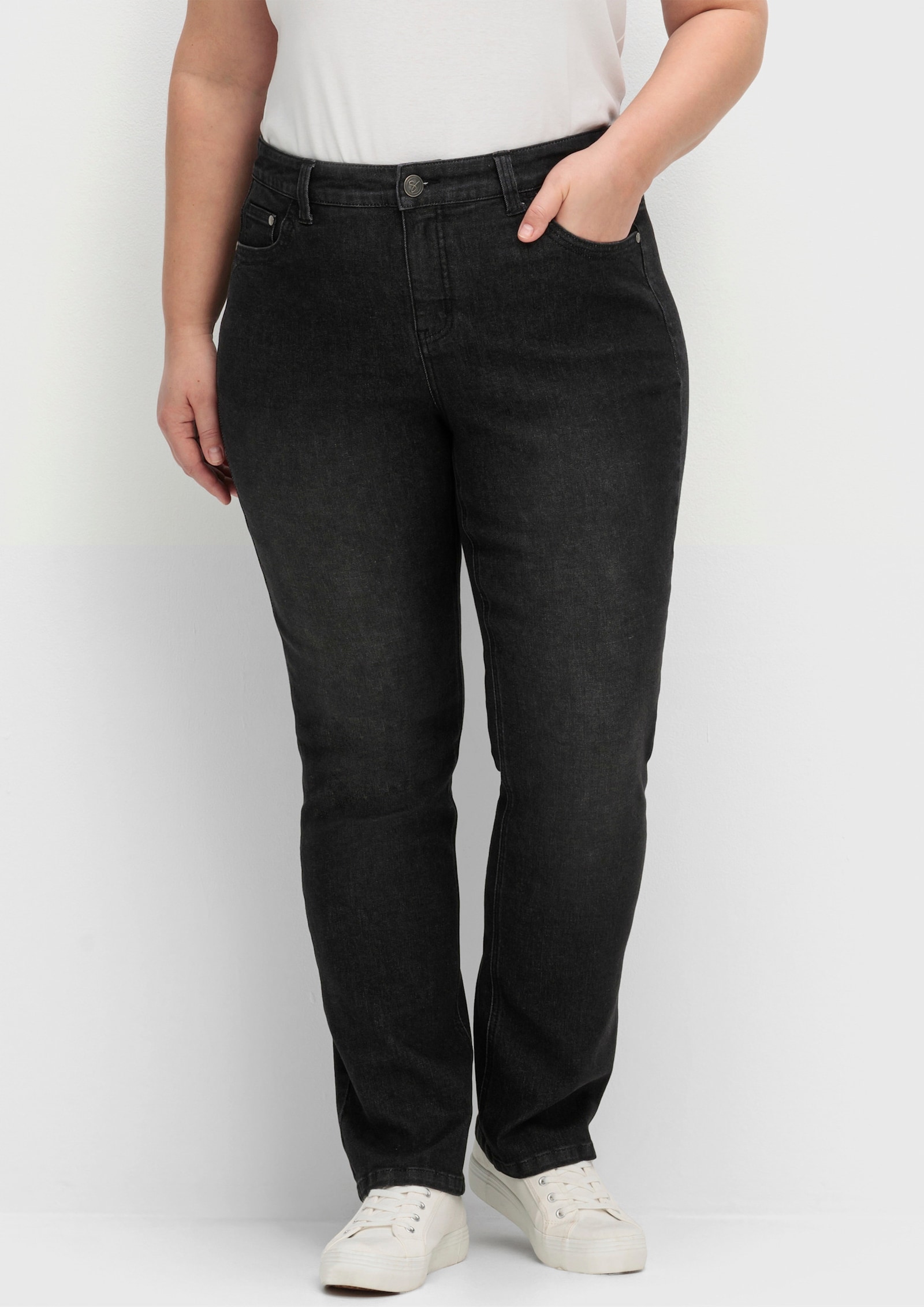 sheego Gerade Jeans mit TruTemp365® Fasern - black denim