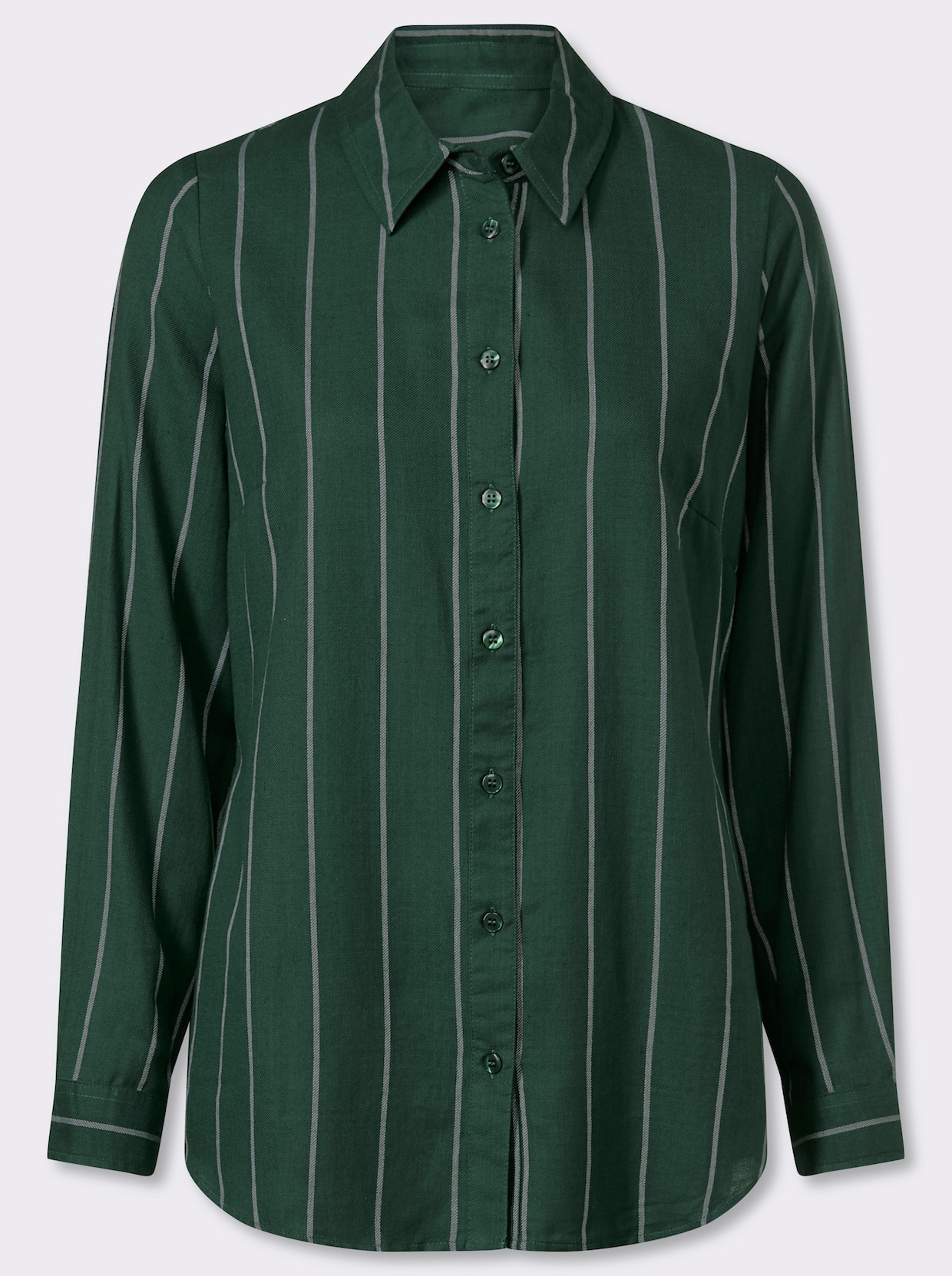 Longbluse im Streifen-Dessin - moos-ecru-gestreift