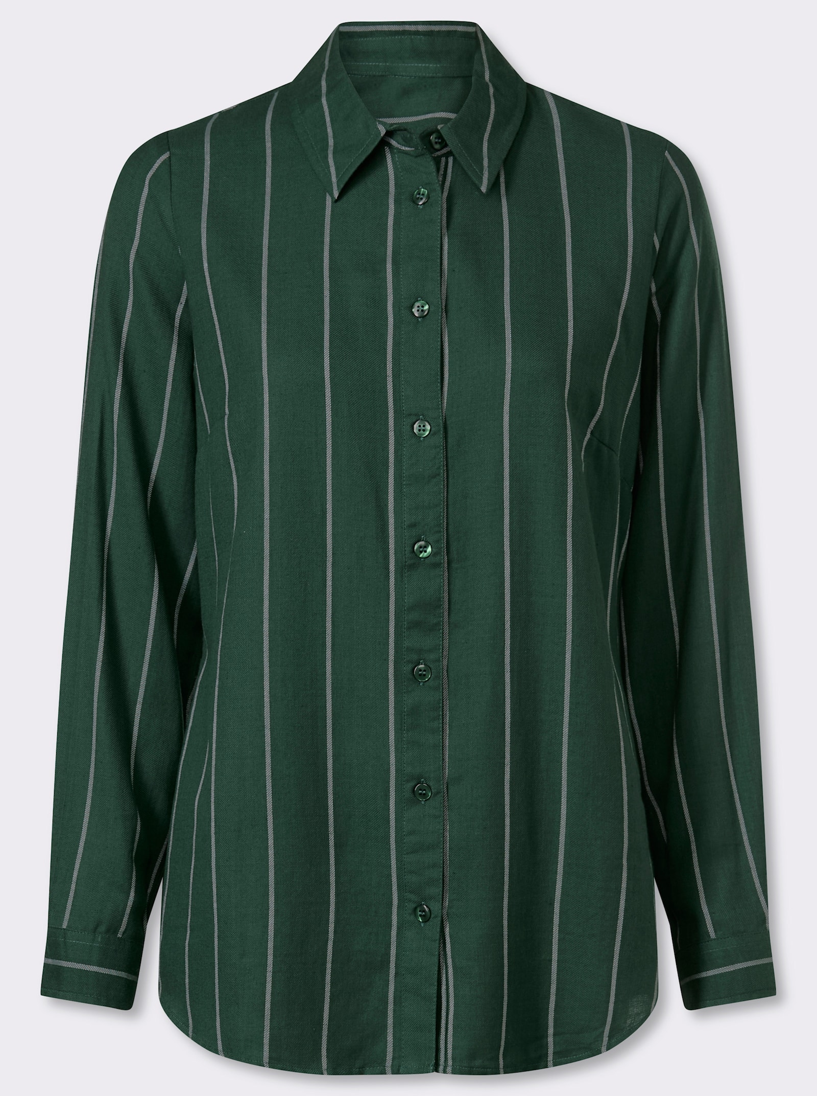 Longbluse im Streifen-Dessin - moos-ecru-gestreift