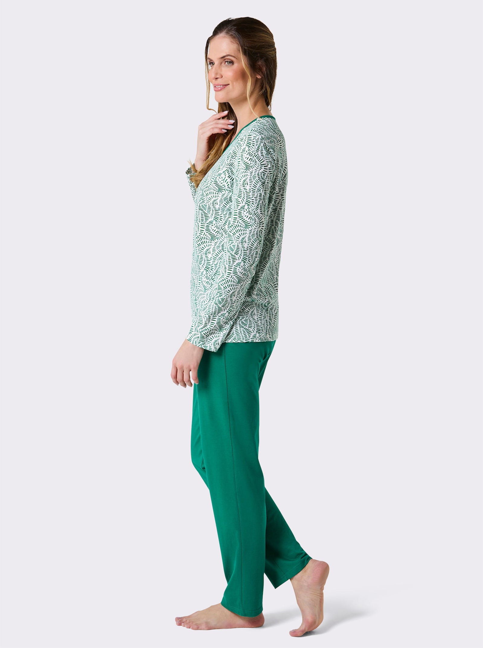 wäschepur Schlafanzüge - grün-weiss-bedruckt + weiss-grün-bedruckt