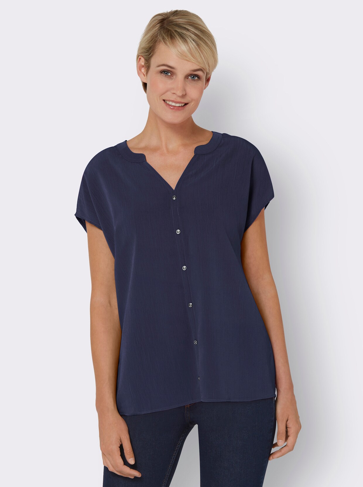Comfortabele blouse - nachtblauw