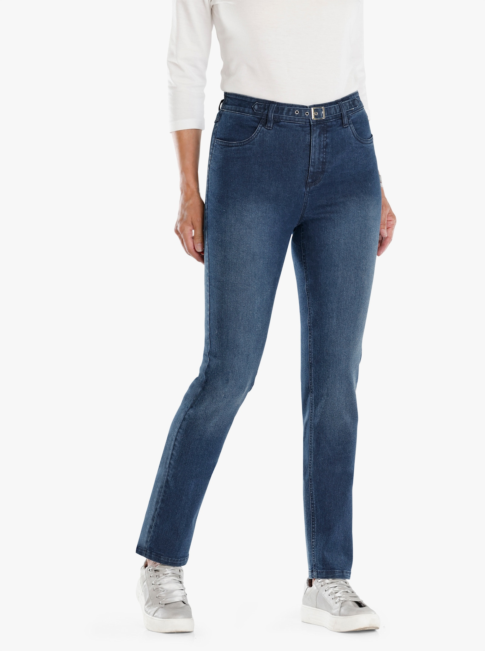 Jeans met comfortband achter - blue-stonewashed