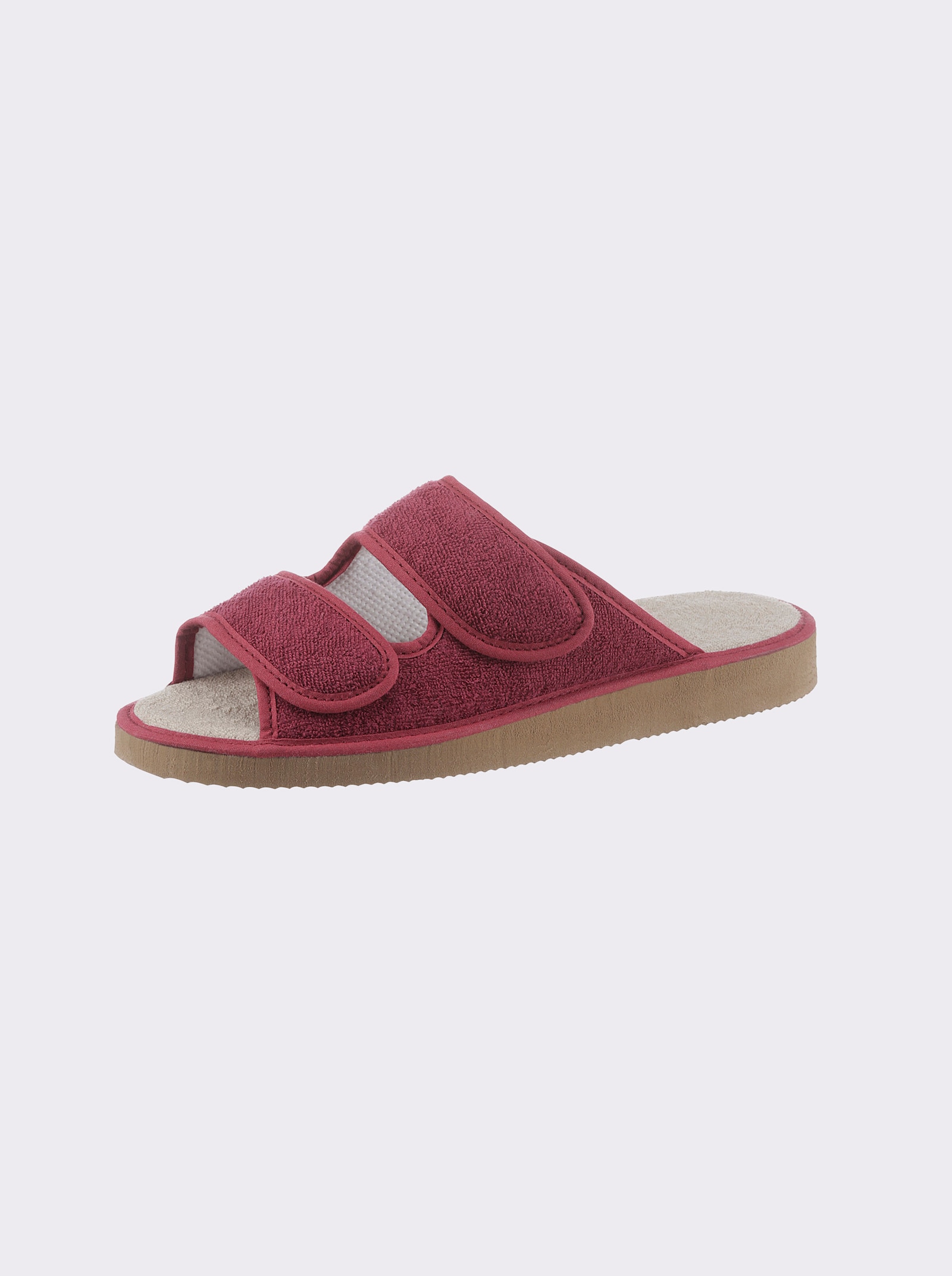 Pantolette mit doppeltem Klettverschluss - bordeaux