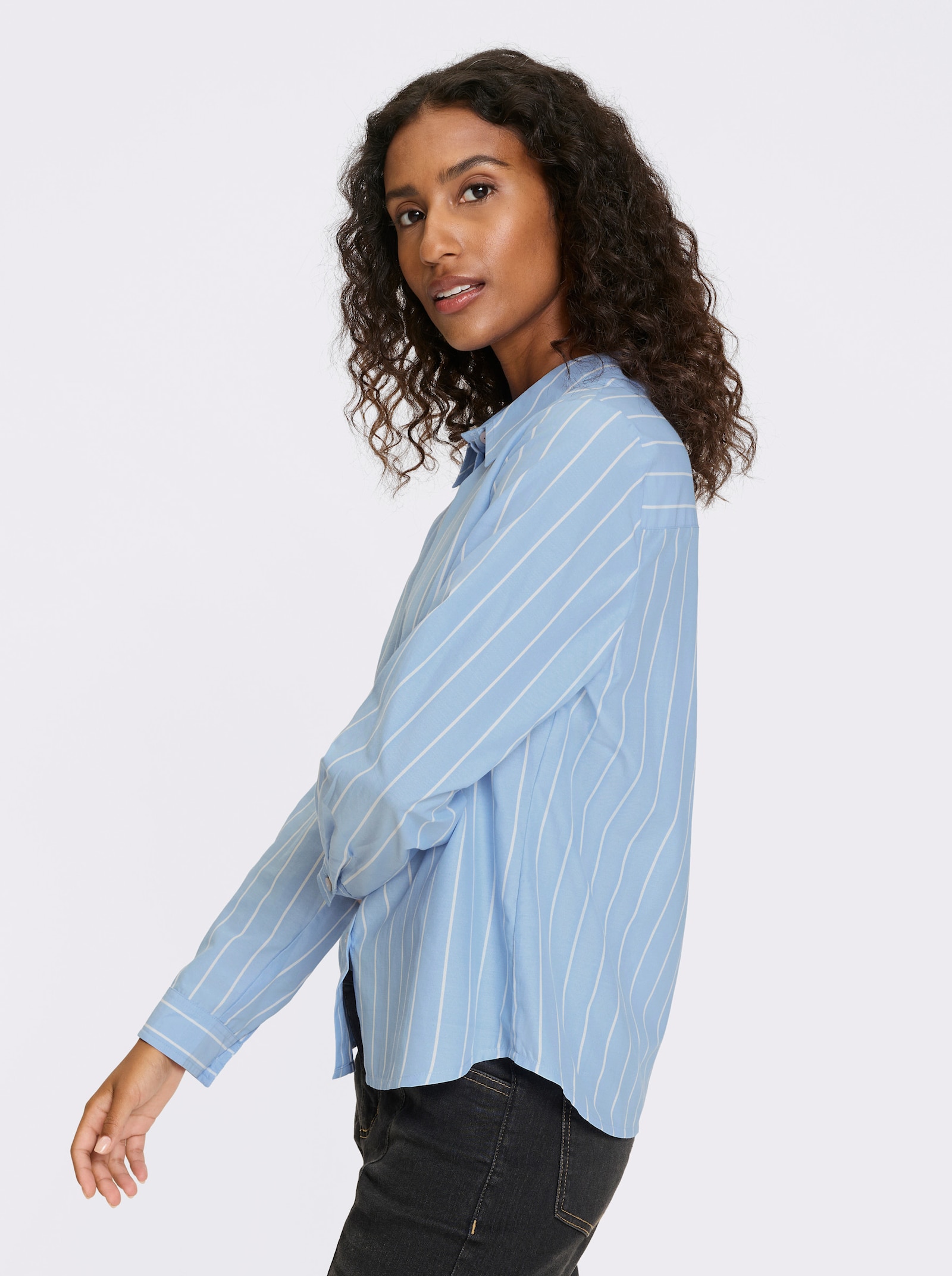 heine Gestreepte blouse met pas achter - ijsblauw/wit gestreept