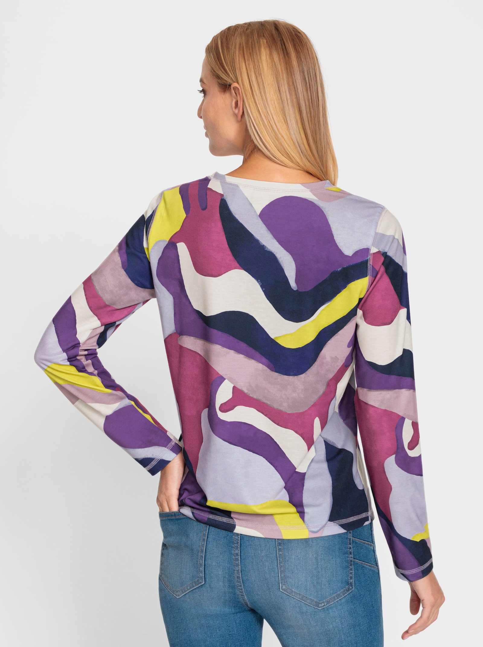 heine Rundhalsshirt mit Druckdessin - parme-mauve imprimé