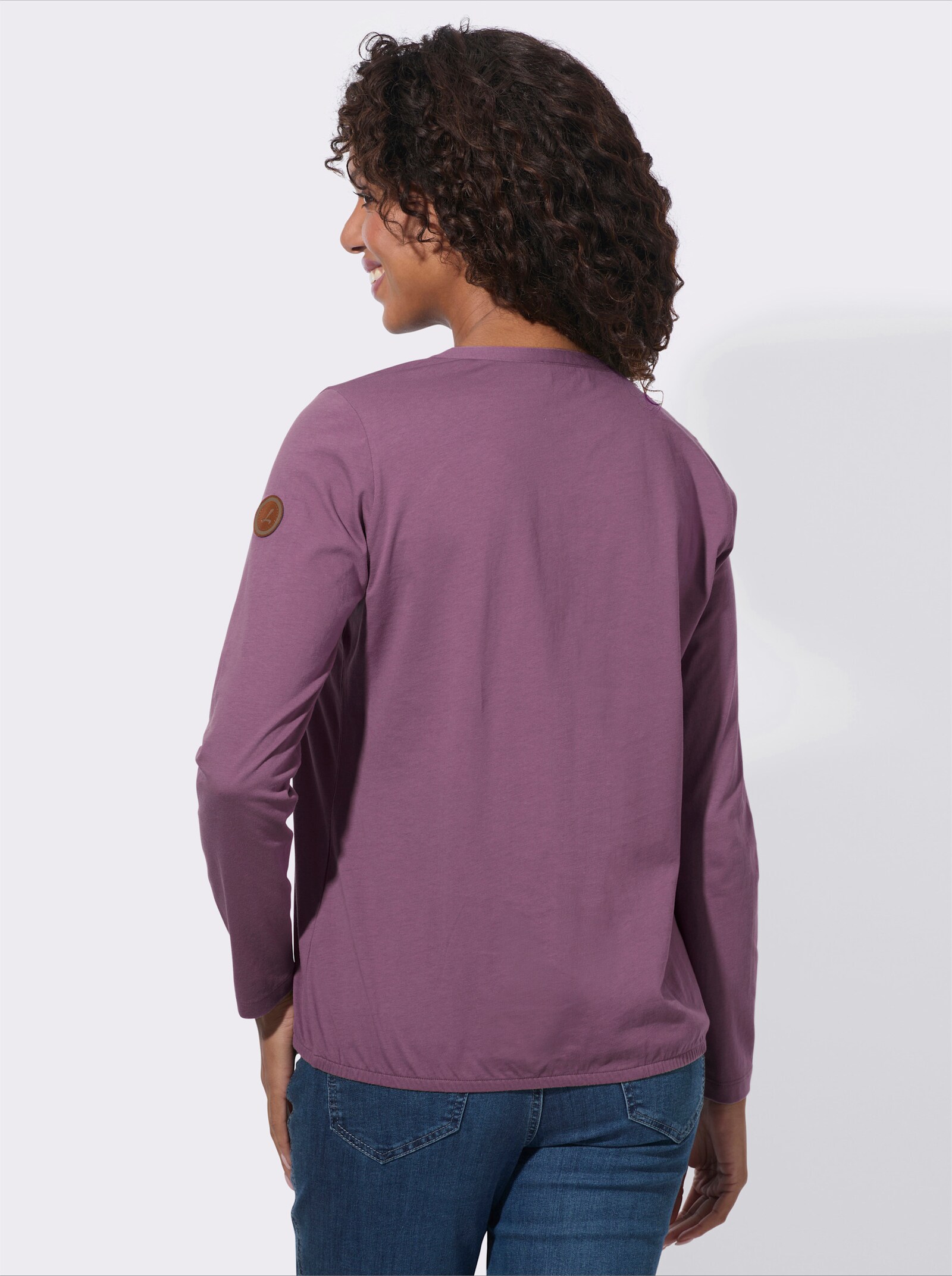 Langarmshirt mit elastischem Saum - violett