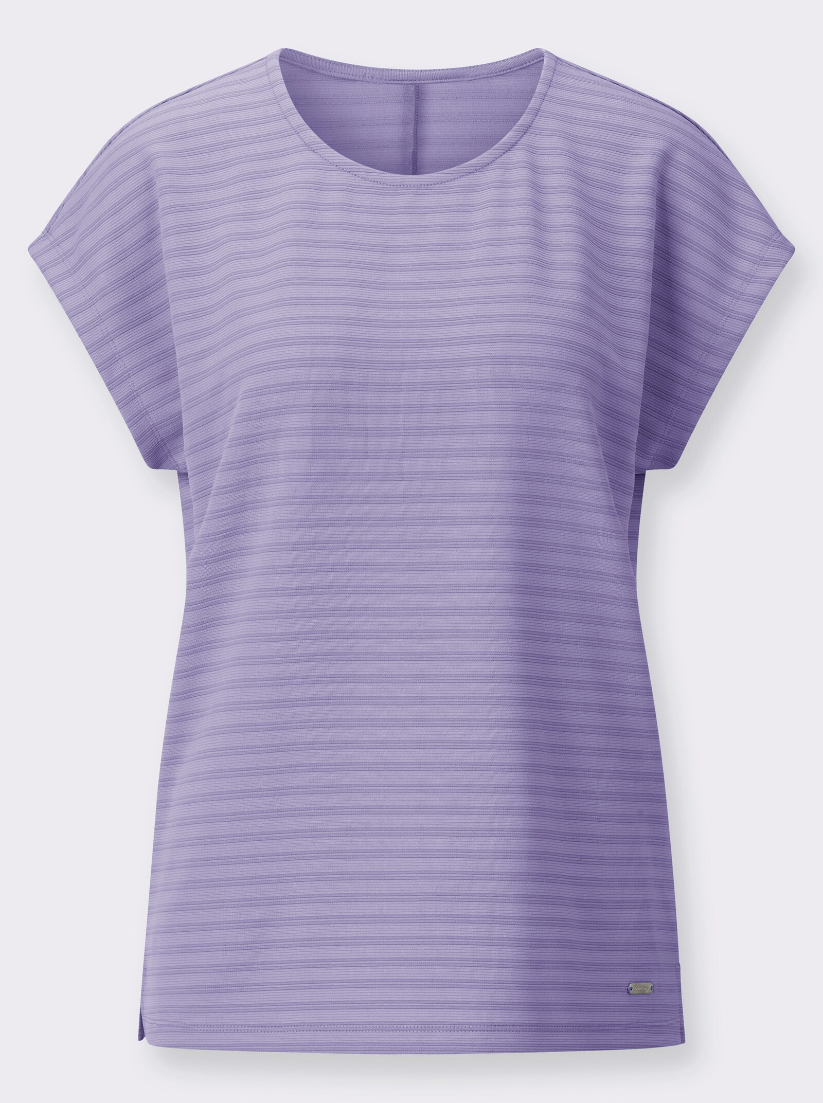 Rundhalsshirt mit Jacquardmuster - flieder