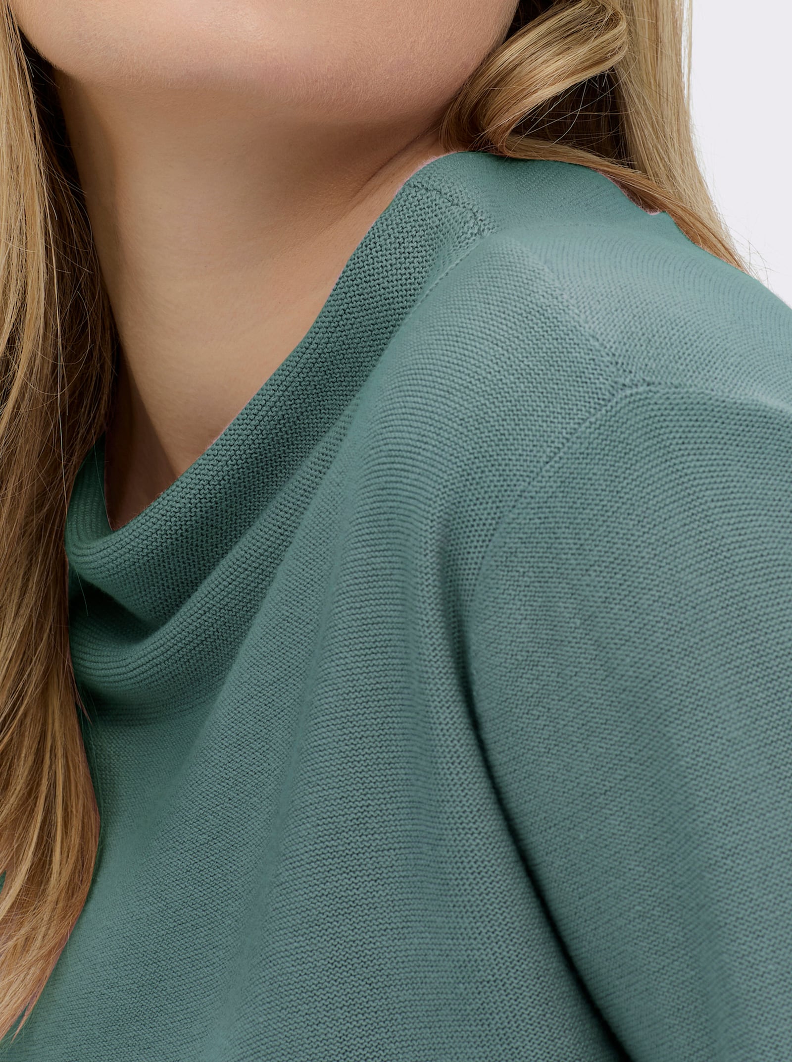 Langarm-Pullover aus reiner Baumwolle - jade