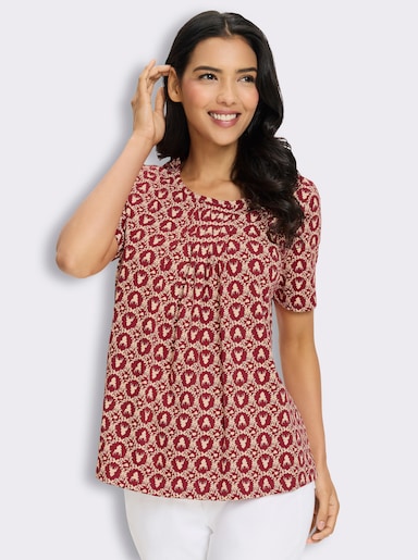 Kurzarmshirt mit Trachten-Print - kirsche-puder-bedruckt