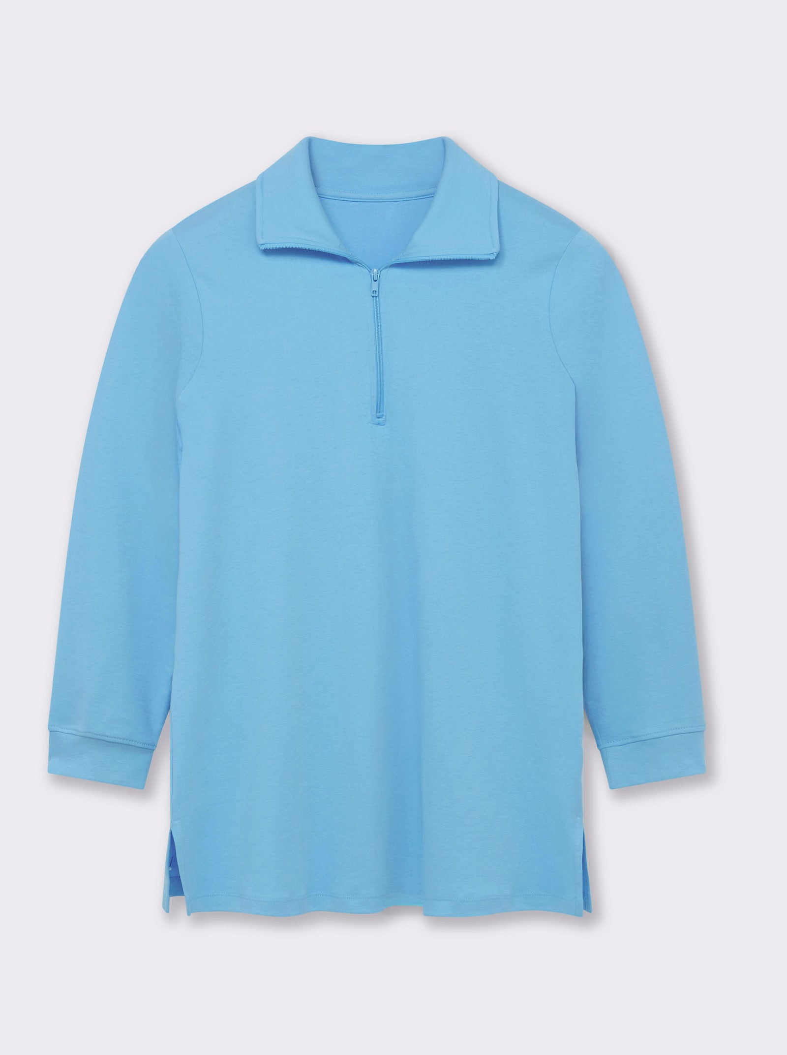 Longsweatshirt mit Umlegekragen - aqua