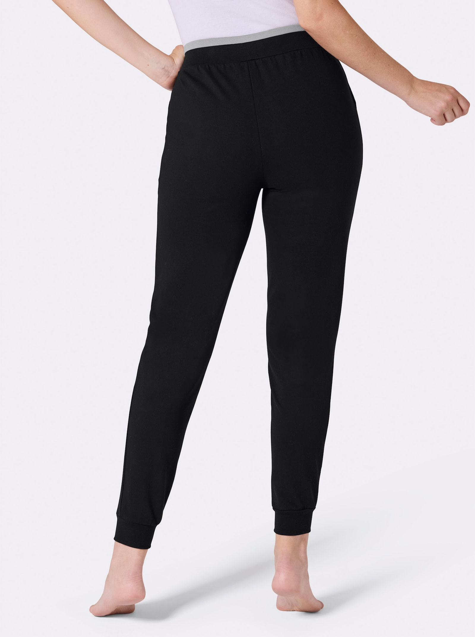 feel good Dehnbund-Hose mit Bündchen - schwarz-steingrau